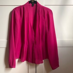 J. Crew Fuschia Long Sleeve Detailed Blouse Size 6